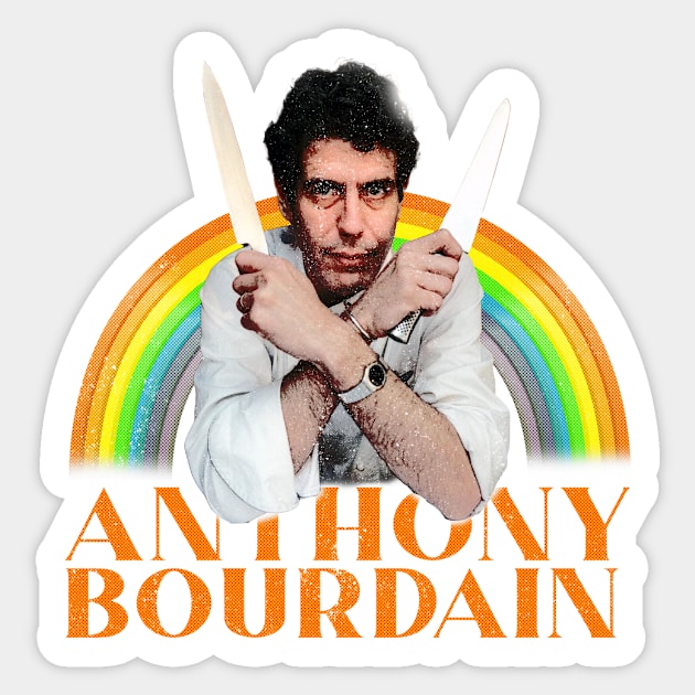 Anthony Bourdain Retro Rainbow Sticker by trippyanime
